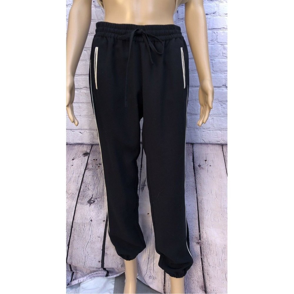 Joie Black Jogger Pants White Trim Size S